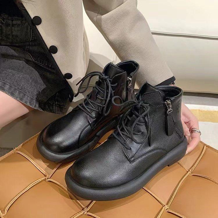 Мягкие кожаные винтажные сапоги для верховой езды 2024 года, круглые ботинки с застежкой-молнией сбоку, мягкие кожаные ботинки с мягкой подошвой в английском стиле