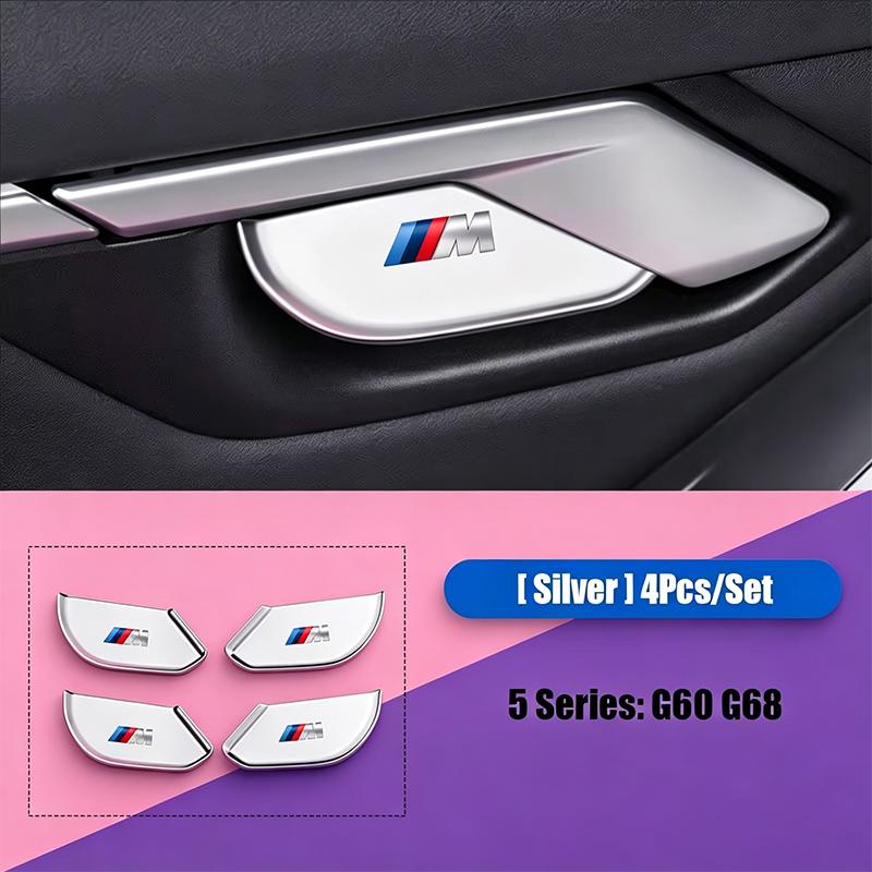 4Pcs 3D Car Inner Door Bowl Guard Stainless Steel Protection Cover Stickers For BMW 3 5 series i3 i5 X3 X5 G05 G45 G60 2019-2025 TCFJN1