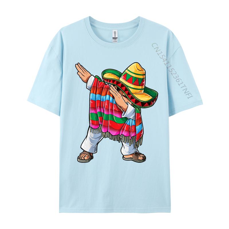 Dabbing Mexican Poncho Cinco De Mayo Men Sombrero Dab Hot Sale Mens T Shirt Premium Cotton Family Tops Shirt Funny Men Tshirt