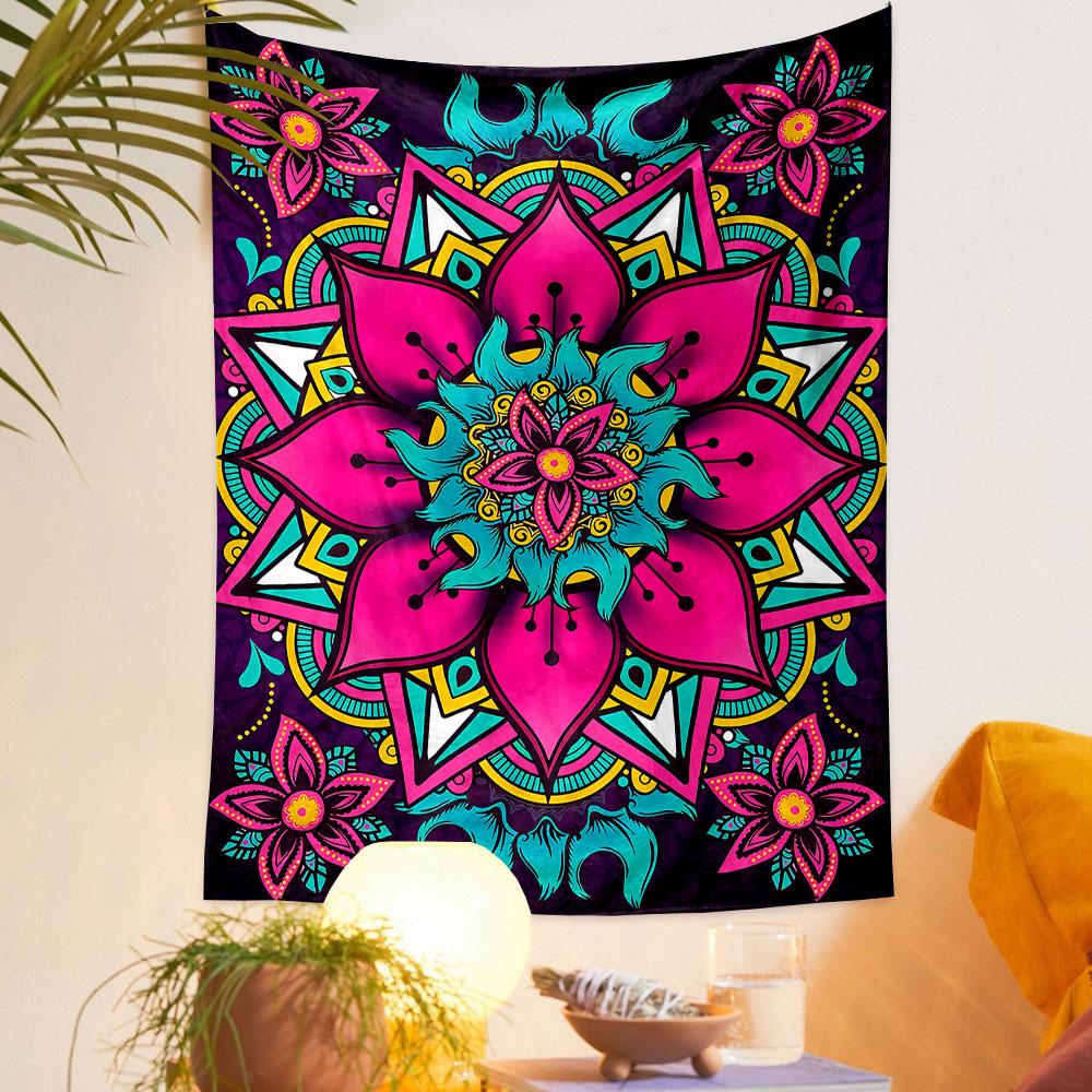 Colorful Mandala Floral Pattern Art Patterned tapestry home decor, suitable for bedroom and living room, gift