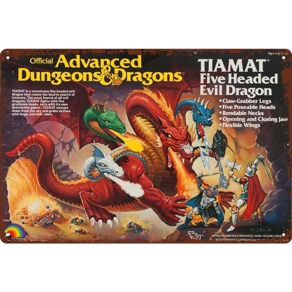 Винтажная металлическая жестяная вывеска Dungeons Dragons Тиамат Дракон x Ретро Декор Стены Мужской Комнаты Искусство Идеально для Домашнего Декора Подарки
