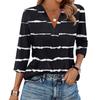 Женская модная повседневная футболка с лацканами и полосатым лоскутным принтом, топ с рукавом семь четвертей