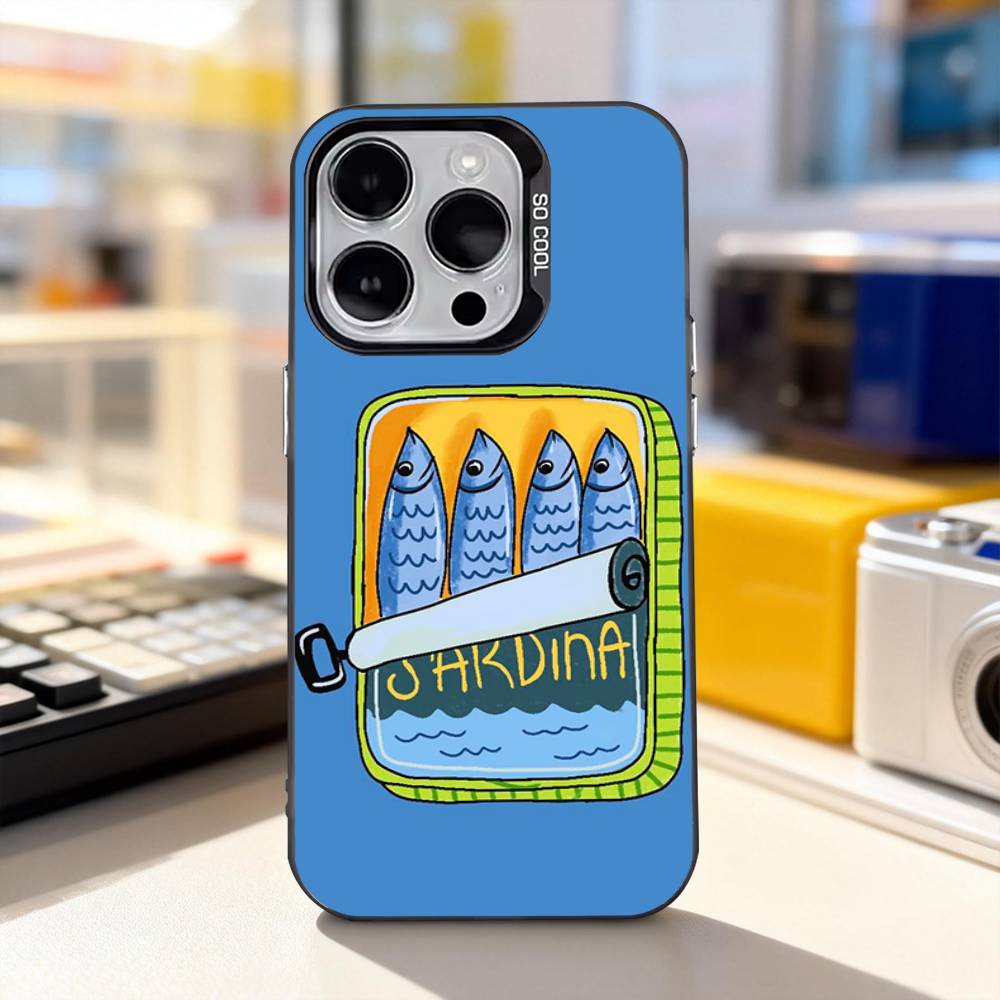Рыба Смешные S-Сардины Для iPhone 11,12,13,14,15,16,17,Pro,Max,Plus,E,Air,Mini Чехол для телефона IMD Матовый Черный