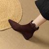 Women's Low Heel Ankle Boots Autumn and Winter Fashion Retro Anti-slip Chelsea Boots British Style Zipper Design Pointed Booties