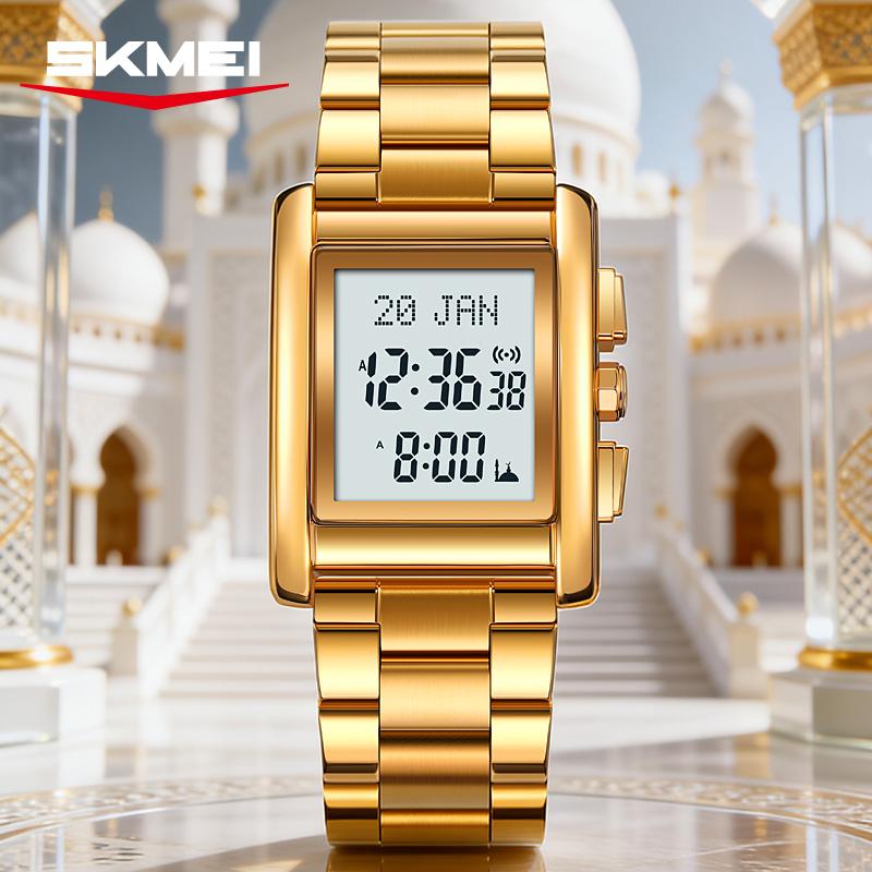 Skmei 2753 Горячая Распродажа Модные МУСУЛЬМАНСКИЕ ЧАСЫ С КОМПАСОМ И УКАЗАТЕЛЕМ КИБЛЫ Цифровые Часы Стальной Ремешок Водонепроницаемые Многофункциональные Повседневные Часы Поставщик