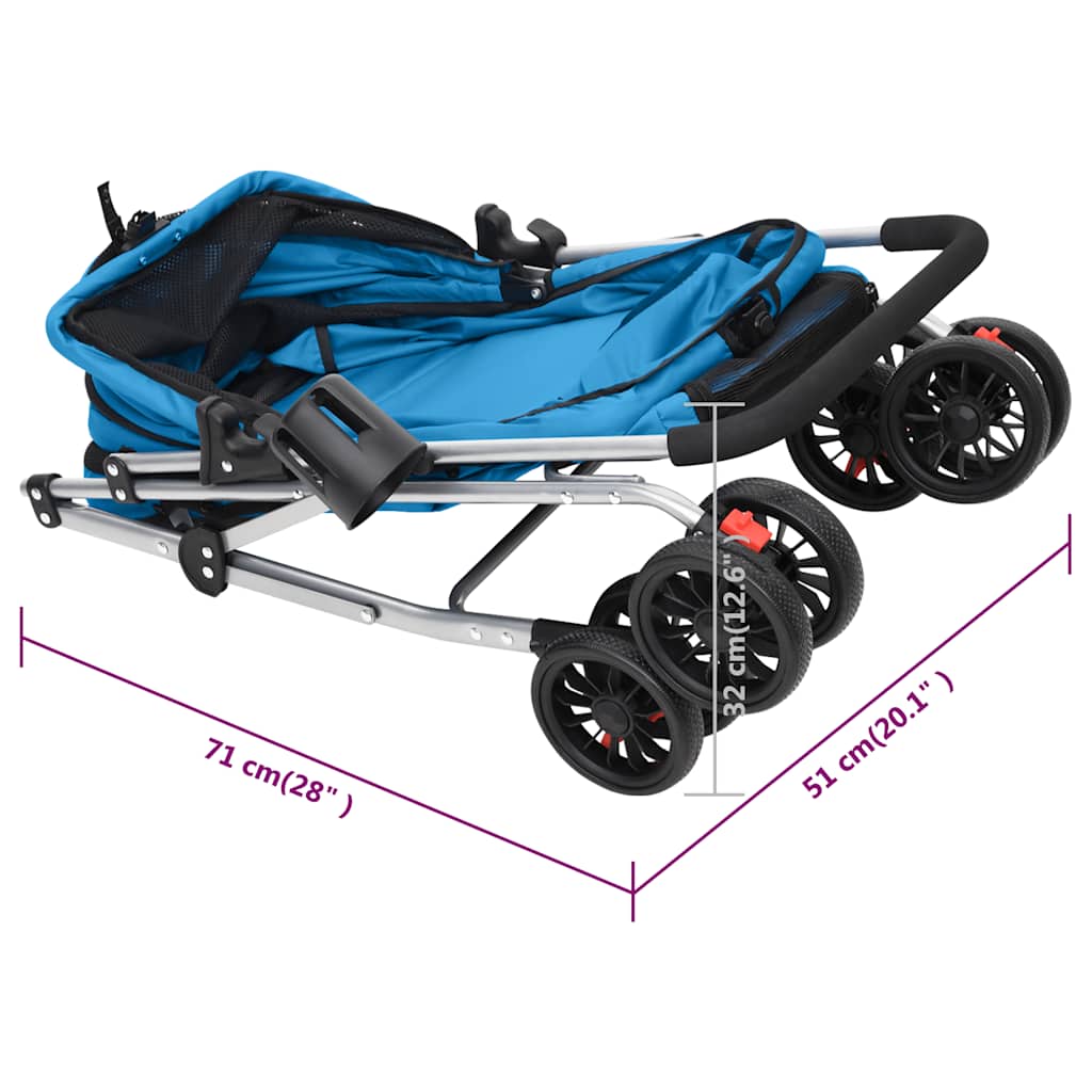 Foldable Pet Stroller Blue 76 x 50 x 100 cm Oxford Fabric