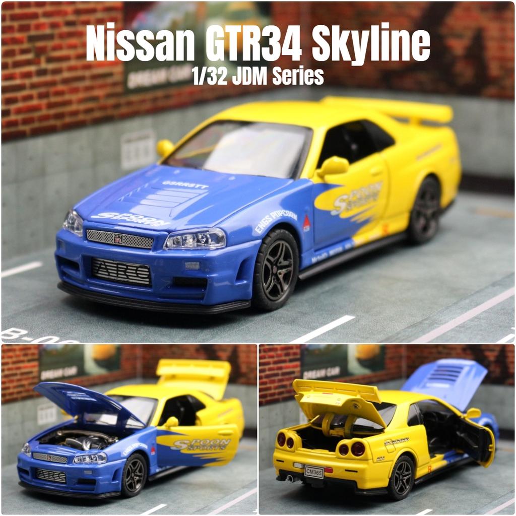 APU1  1/32 Nissan Skyline GTR R35 Nismo GT3 Racing Toy Car Model For Children RMZ CiTY Diecast Alloy Miniature Sound Light Collection