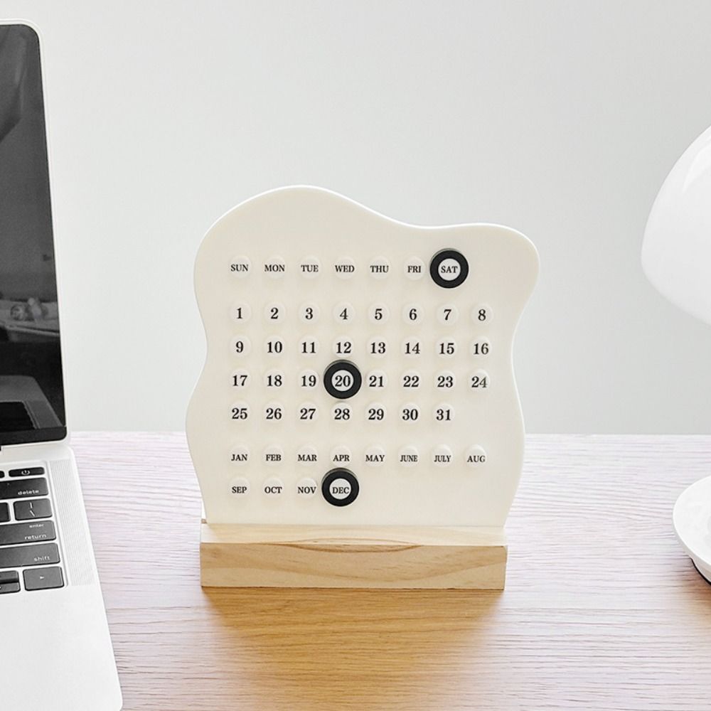 Cute Wood Perpetual Calendar DIY Schedule Planner Fashion Calendar Ornaments Home Office Desk