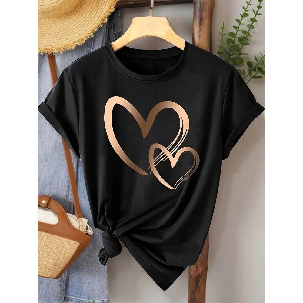 New 2026 Women's Crew Neck Short Sleeve T-Shirt Casual Printed Top