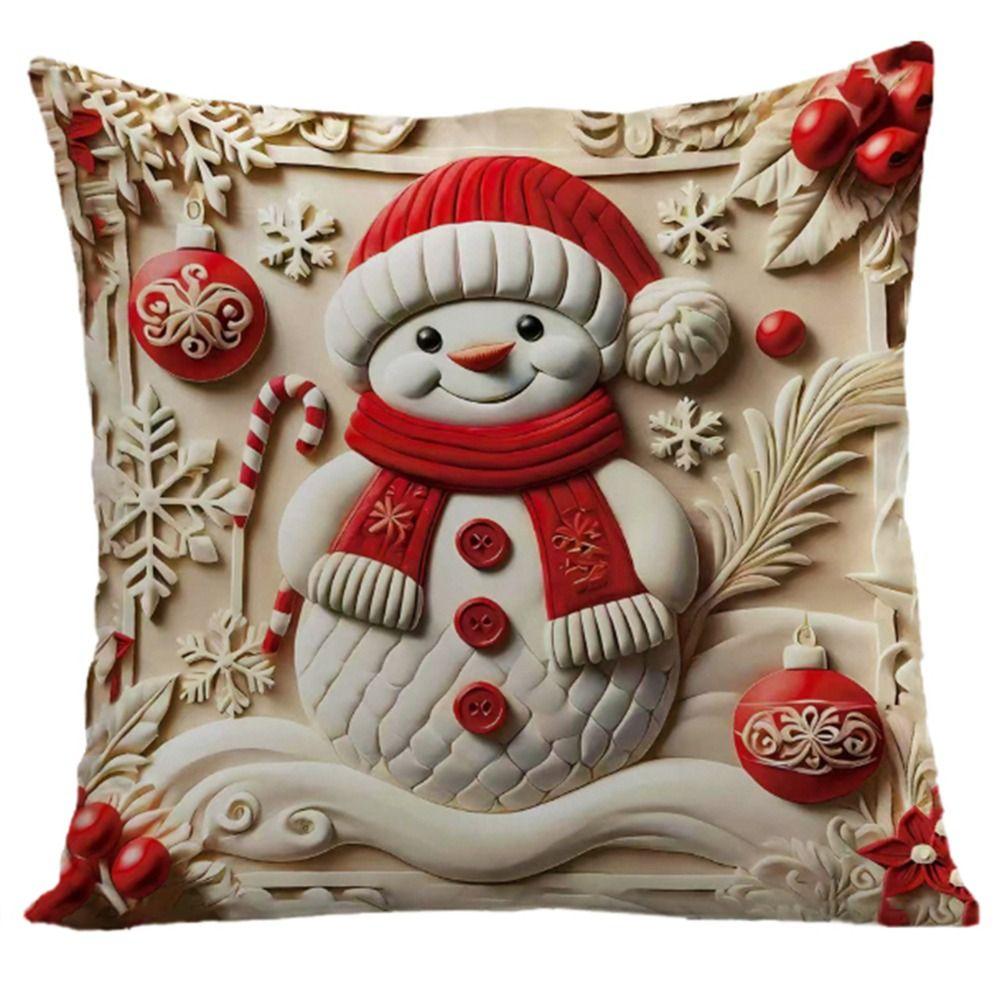 Short Christmas Day Pillowcase Reindeer Santa Claus Throw Pillow Cover Snowman Xmas Tree Decorative Cushion Cover