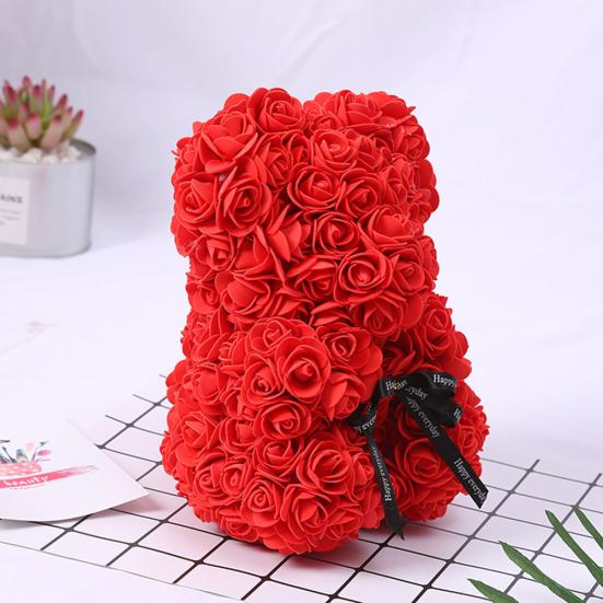 25cm Romantic Fake Rose Flower Foam Bear Doll Valentines Day Birthday Xmas