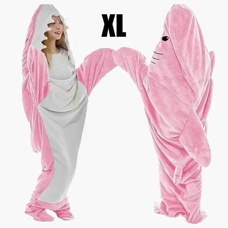 Одеяло с изображением акулы, толстовка, женский комбинезон кигуруми, детский теплый фланелевый комбинезон с капюшоном для родителей, забавная домашняя одежда, комбинезон с акулой, спальный мешок