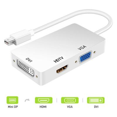3-в-1 кабель-адаптер Mini DP на HDMI/VGA/DVI для ноутбуков Thunderbolt