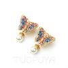 Vintage Colorful Zircon & Pearl Butterfly Stud Earrings - Elegant, Fashionable & Versatile