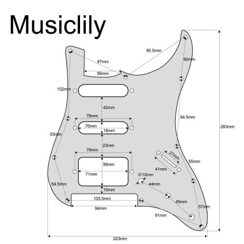 Musiclily Pro 11-Hole HSS ST Stratocaster Pickguard, Made In America/Mexico, for Fender Strat Electric Guitar with Floyd Rose Bridge, 3-Ply Parchment