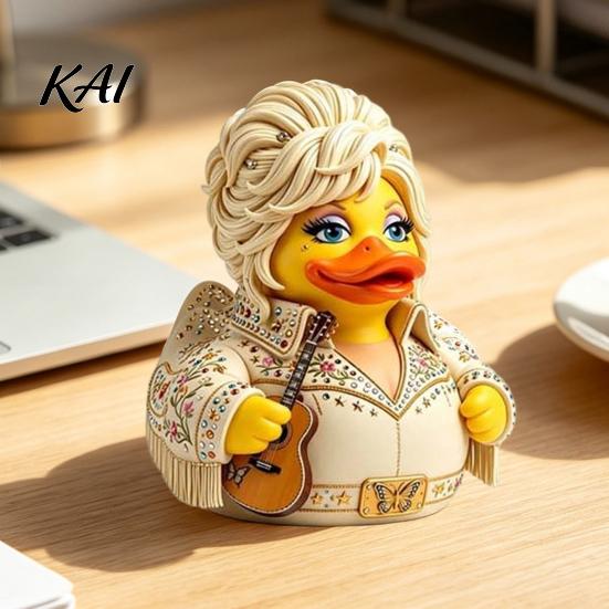 Creative Music Inspired Figurines Charming Duck Novelty Ornament, Musical Theme with Guitar Whimsical Statue for Office Decor, Decorative Collectible