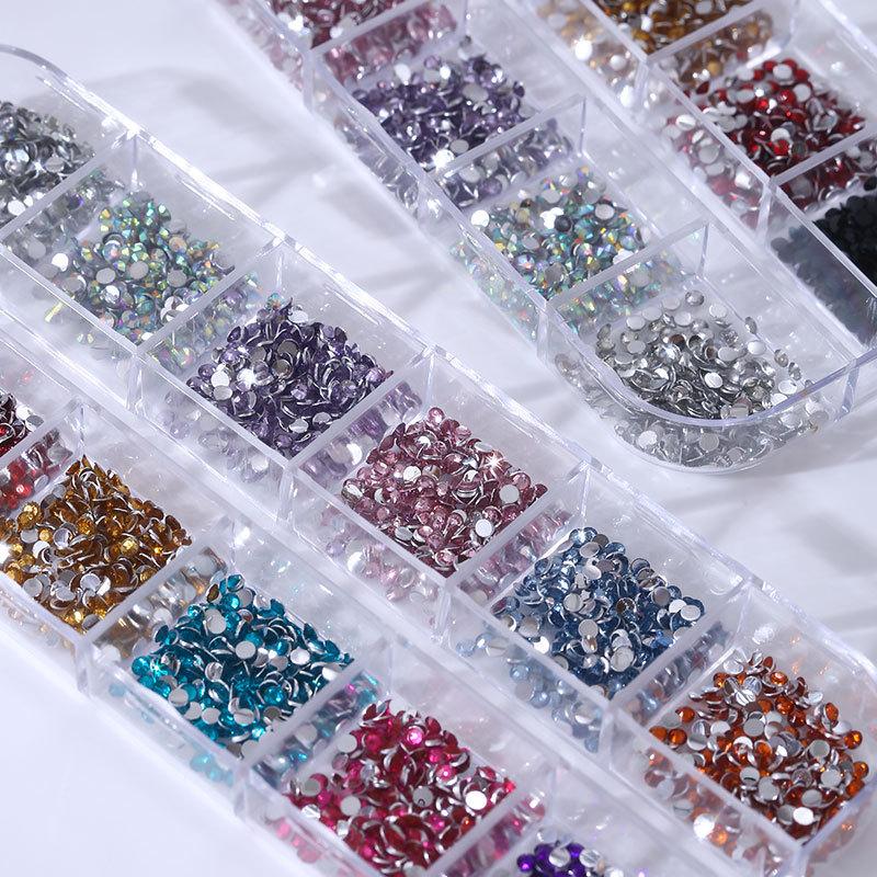 12 Grid White Rhinestone Special-Shaped Diamond, Colored Resin Diamond, Flat-Bottomed Diamond, Nail Diamond Set, Nail Jewelry With Tools