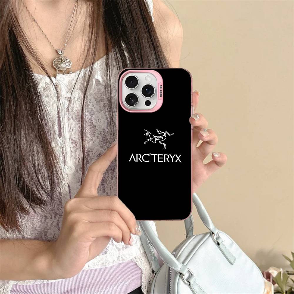 Classic Outdoor LOGO A-Arc T-Teryx Phone Case For IPhone 17 16 15 14 11 12 13 Pro Max Plus Pro Colored Silver Cover