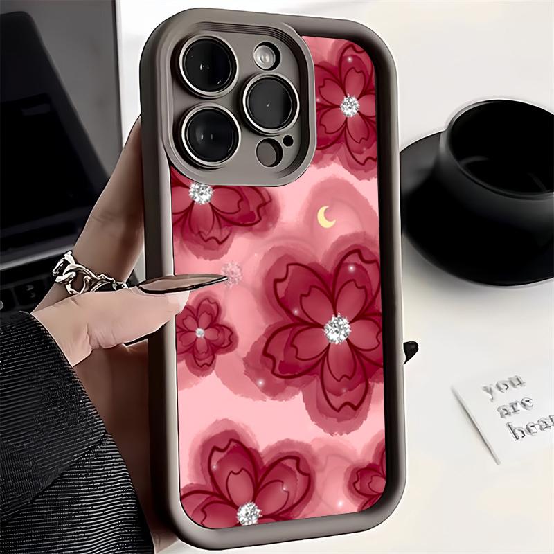 Чехол для телефона с алмазным цветочным дизайном для iPhone 16 Pro Max 15 Pro 11 12 13 14 Plus 16E XS X XR 7 8 Plus SE 2020 Силиконовый мягкий чехол