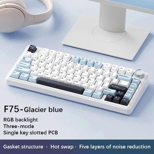 AULA F75 Customized USB 2.4GHz Wireless Three-Mode Mechanical Keyboard PBT Hot Plug Full Key Projection Customizable Gasket New
