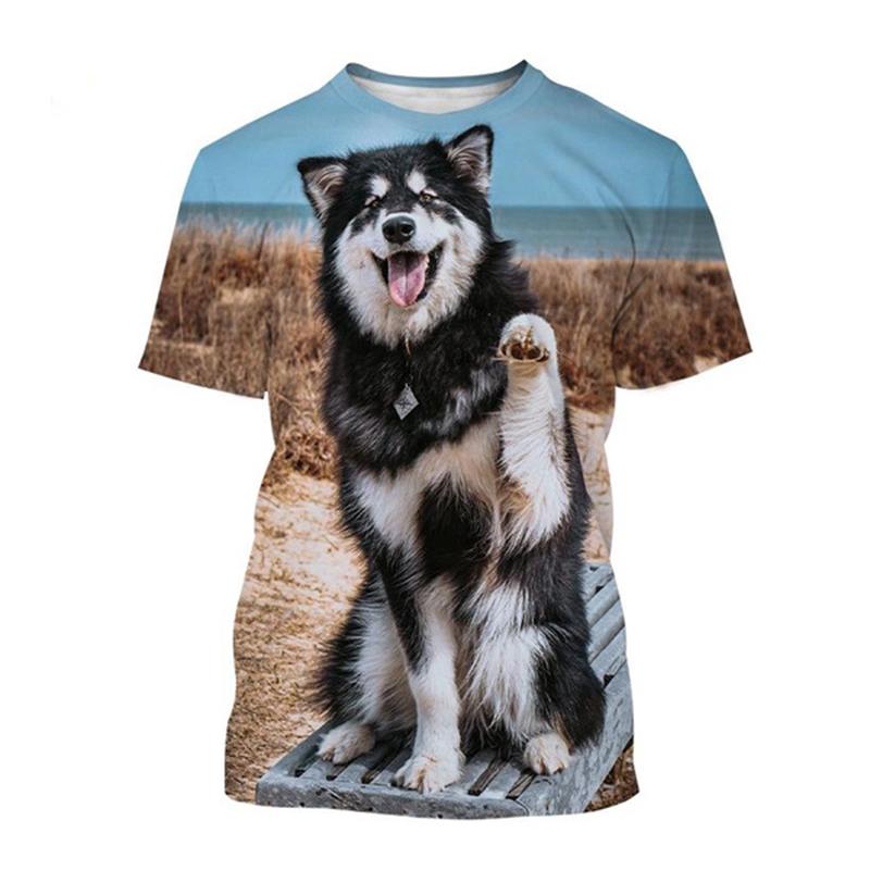 Новая летняя футболка с принтом аляскинского маламута 3D для мужчин и женщин, с изображением собак и животных, с круглым вырезом и коротким рукавом, свободные футболки Harajuku, топы, детская одежда