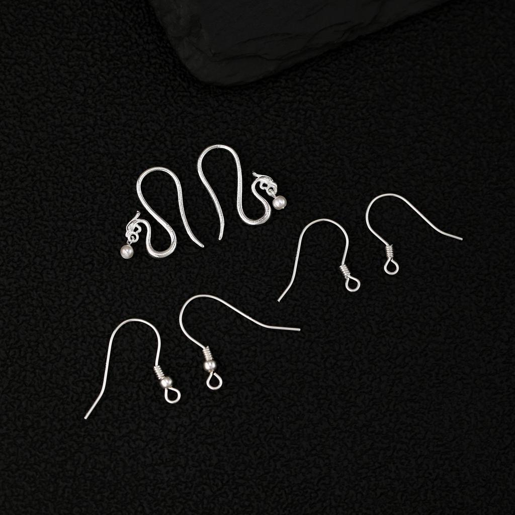Sterling Silver S925 Wood Ear Hook Earrings - Versatile DIY Fashion Accessories.
