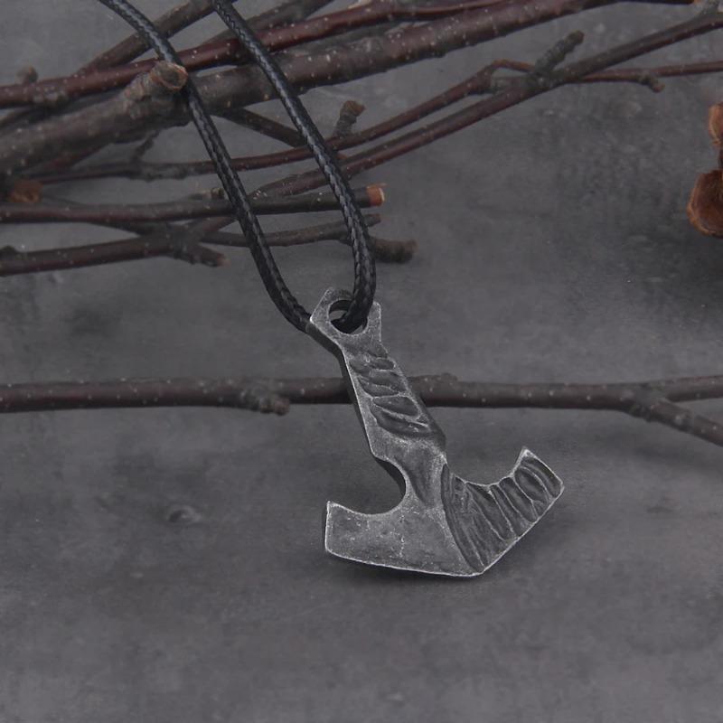 1pcs Thor's Hammer Mjolnir Pendant Necklace Viking Scandinavian Norse Viking Necklace with Cotton Chain