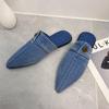 Denim Flats  Spring 2024  Pointy Moulle Half-slippers  Large Baotou Sandals