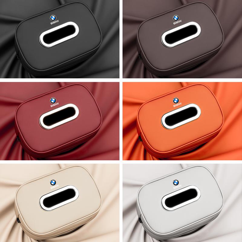 ORWI7 Car Seat Back Tissue Box Leather For BMW X1 X3 X5 X6 X7 E38 E46 E70 E90 F15 F30 G20 G30 1 3 5 6 7 Series Auto Armrest Napkin Bag