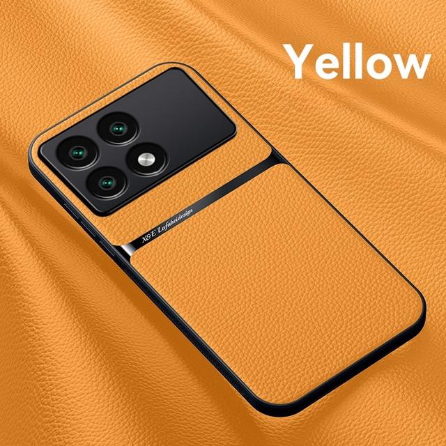 Car Magnetic Holder Leather Case For Xiaomi Poco F6 Pro 5G Soft Silicone Shockproof Back Cover PocoF6 Poko Little F 6 6Pro F6Pro