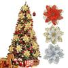 10pcs Glitter Artificial Flowers Christmas Wreath Pendant New Noel Decorations for Navidad Party