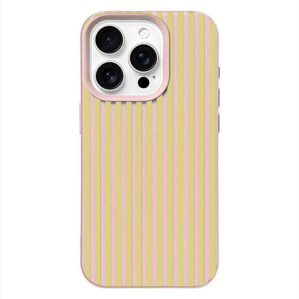 Желто-черный полосатый чехол для телефона с текстурой личи для iPhone 17 17E 16 15 14 13 12 11 Pro Max Ударопрочный защитный чехол