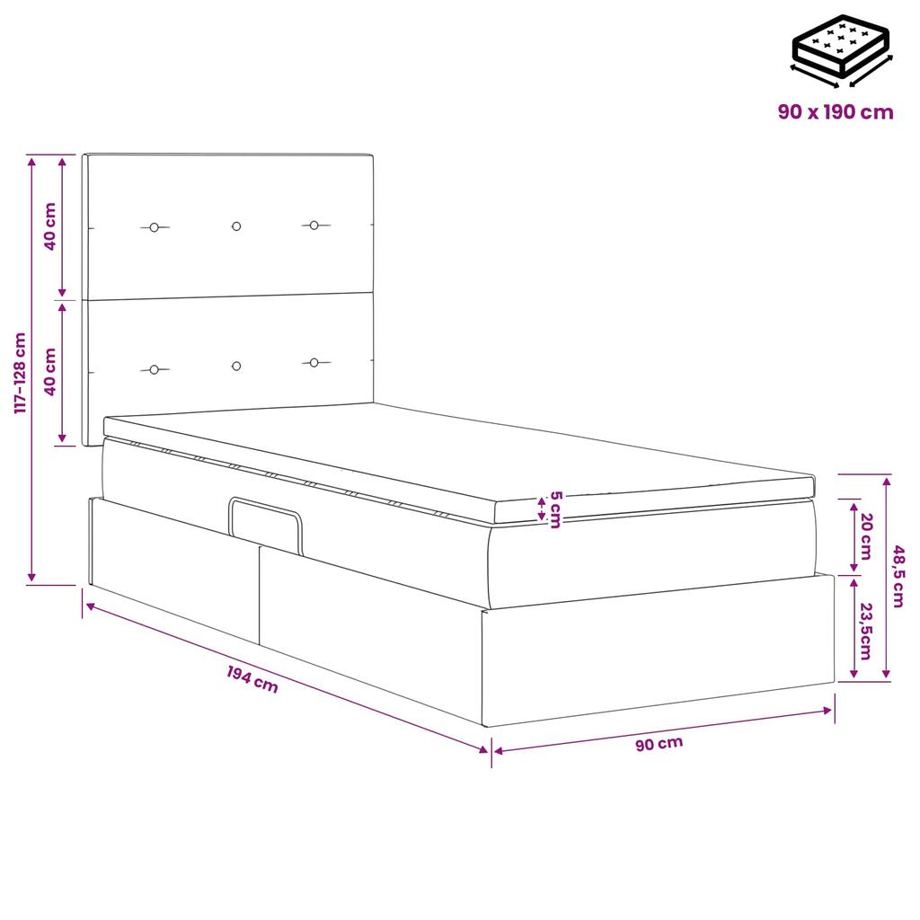 Storage Bed with Mattress Dark Blue 90 x 190 cm Velvet