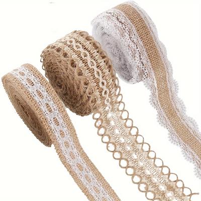 3 рулона мешковины ленты для поделок свадьбы Рождества DIY подарочной упаковки 2 м/78 дюймов натуральный джут украшения галстуки