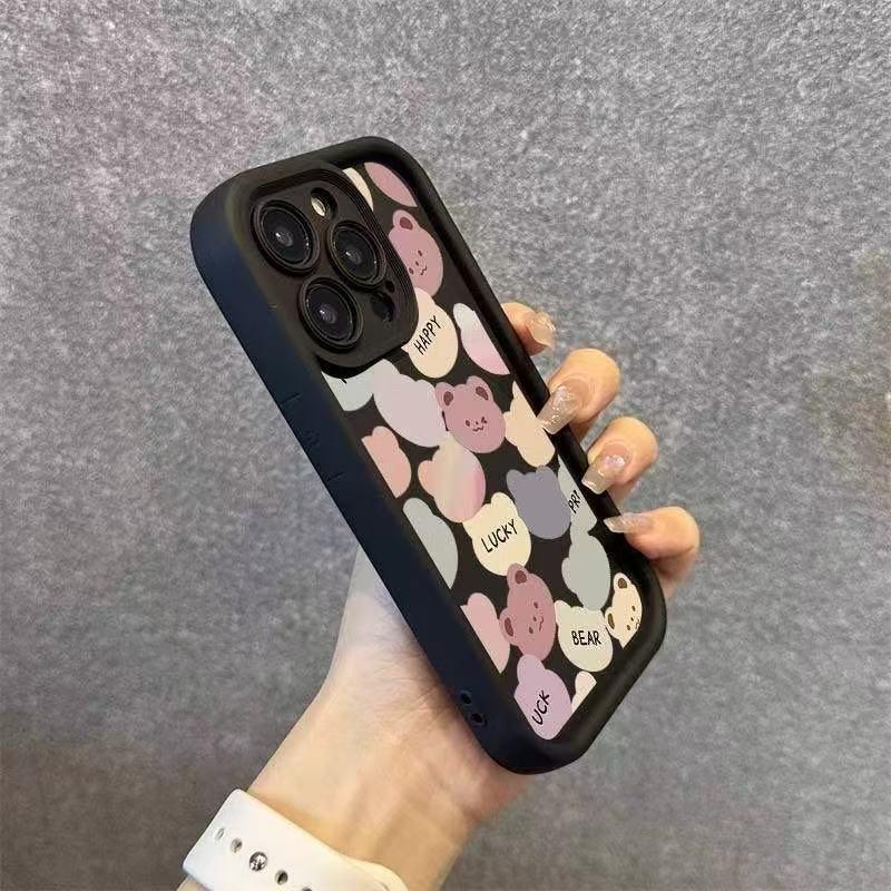 Чехол-медведь с полным покрытием и утолщением для iPhone 13/14/15 Pro / 16 Pro Max / 17.