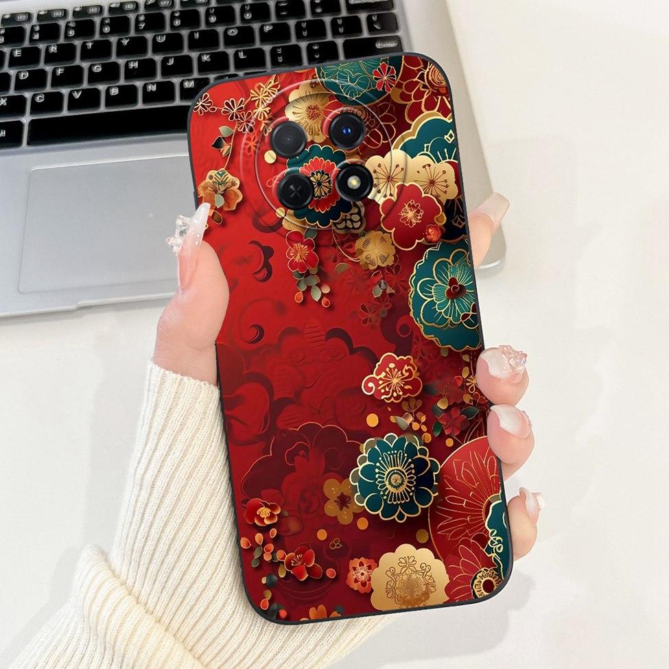 For Realme 12 5G Case For Realme 12X 5G Cover RMX3998 Luxury Fashion Flowers Kawaii Girl Cute Cat Shockproof Phone Case Funda