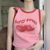 2024 Розовый жилет Y2k с принтом, летний модный винтажный укороченный топ без рукавов с открытыми плечами
