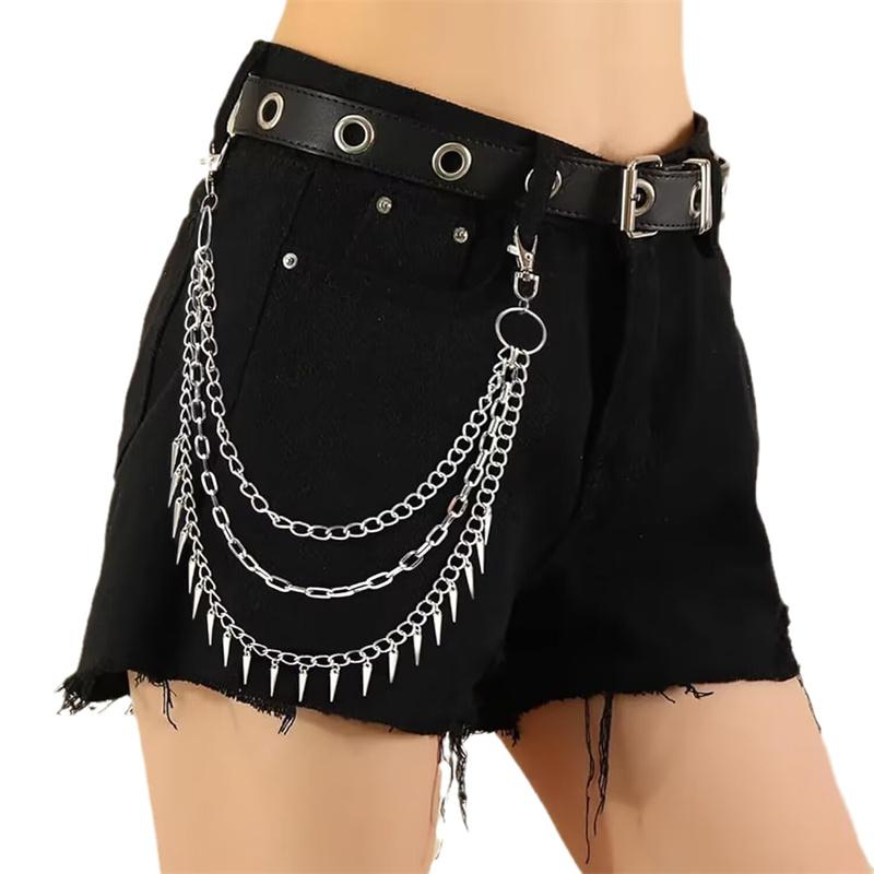 Layer 3 Punk Chain On The Jeans Pants Women Spike Keychains for Men Egirl eBoy Harajuku Grunge Aesthetic Accessories