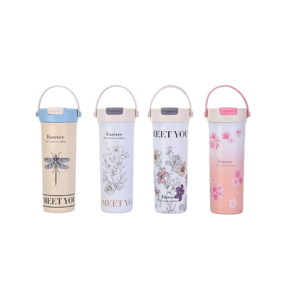 Непротекающая мультяшная термокружка из нержавеющей стали 316, кофейная кружка, портарная чашка с соломинкой