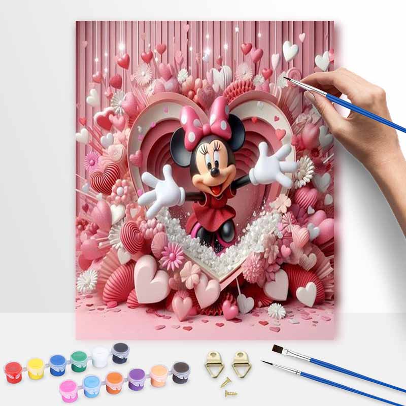 Disney Микки Маус розовое сердце масляная живопись набор для рисования art painting kit ручная работа DIY подарок украшение дома настенное искусство поделка декор ко Дню святого Валентина