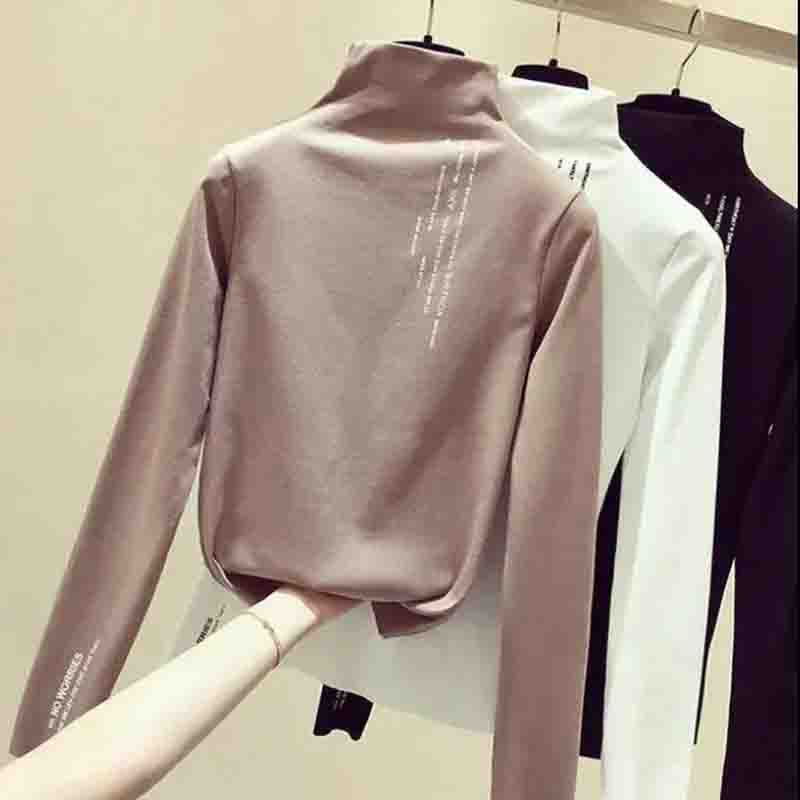 Нижняя рубашка с высоким воротником, женская весенне-осенняя без бархата, женская блузка в западном стиле с длинными рукавами