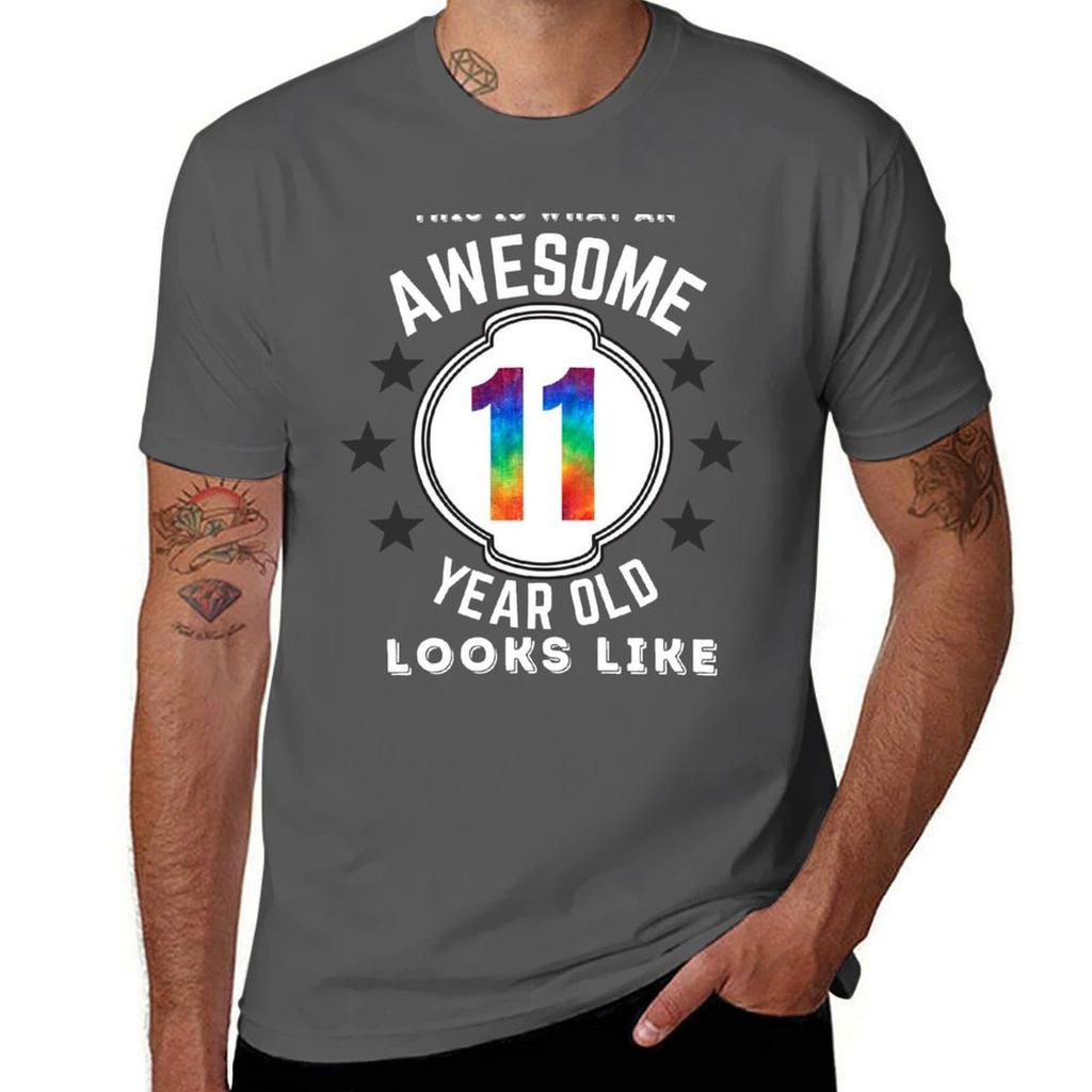 This Is What An Awesome 11 Year Old Looks Like Eleventh Birthday Tshirt Labor Work Casual Tshirt