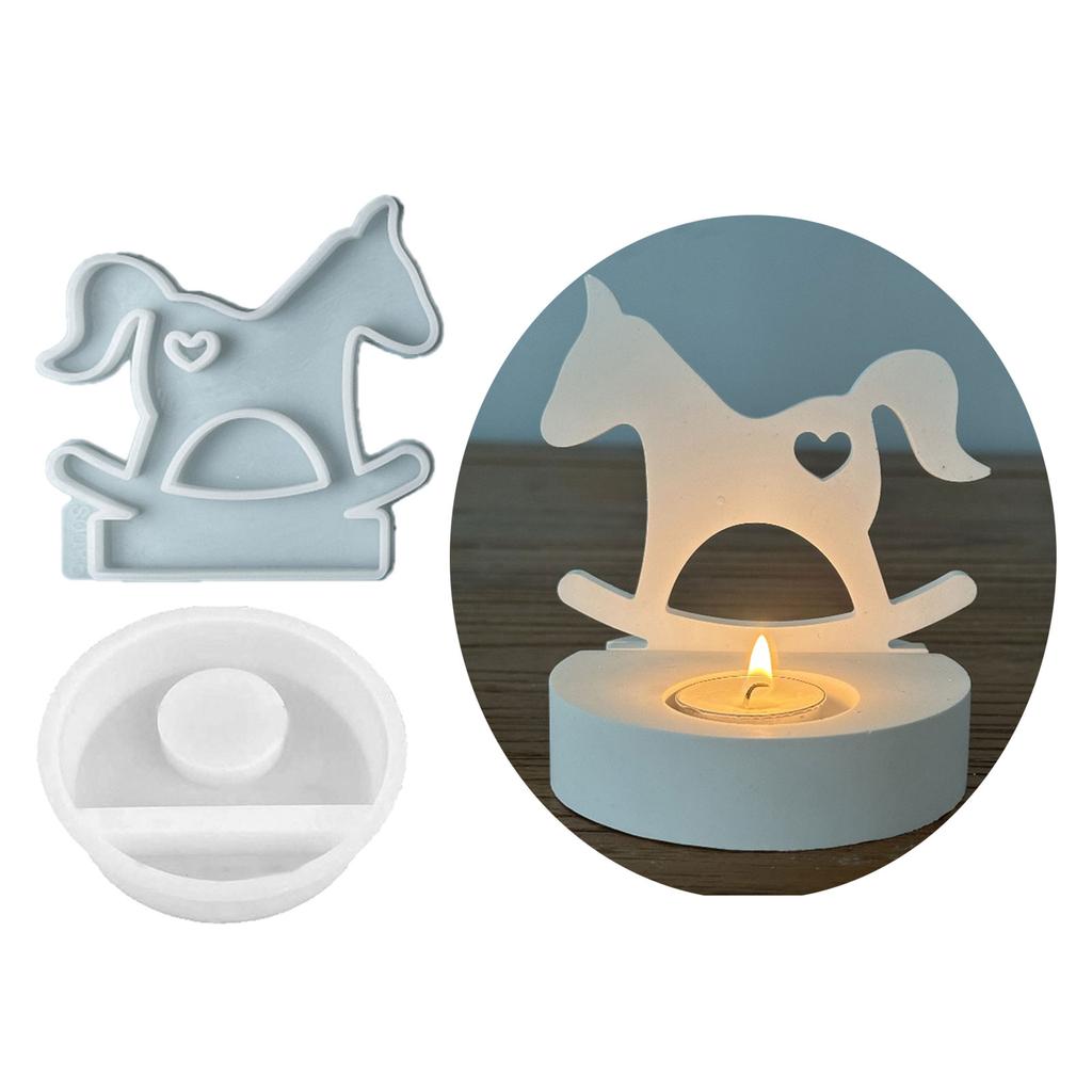 Hearts Horse Candlesticks Resins Moulds DIY Castings Moulds Candle Holder Silicone Molds for Table Home Decorations