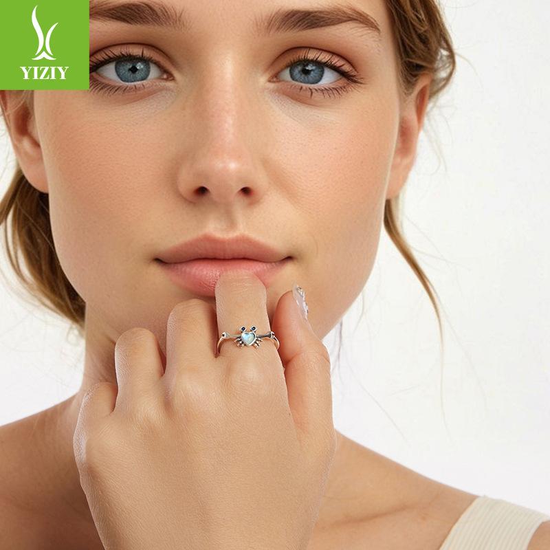 Трансграничная Ins Ocean Jewelry Женское Открытое Кольцо с Маленьким Крабом S925 Стерлинговое Серебро Милое Прямые Продажи