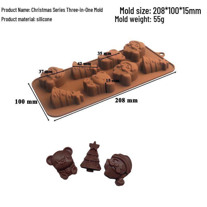 Силиконовая форма Shenhong с 6 ячейками «Рождественская елка и Санта» для муссового торта и выпечки шоколада
