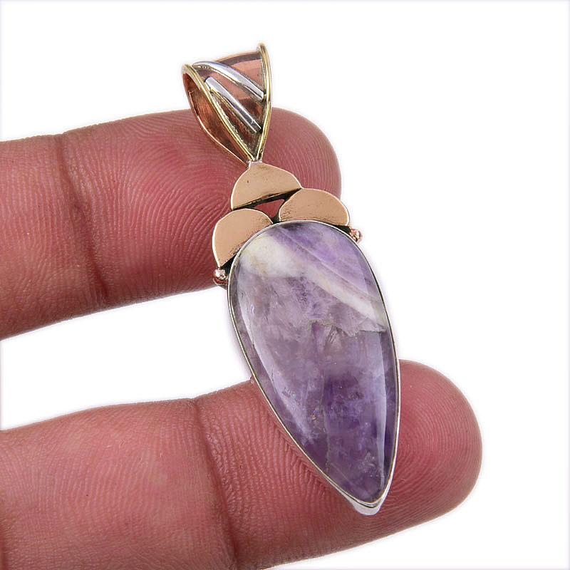 Подвеска из натурального камня Тиффани из стерлингового серебра 925 пробы в двухцветном исполнении 2 дюйма W6R80