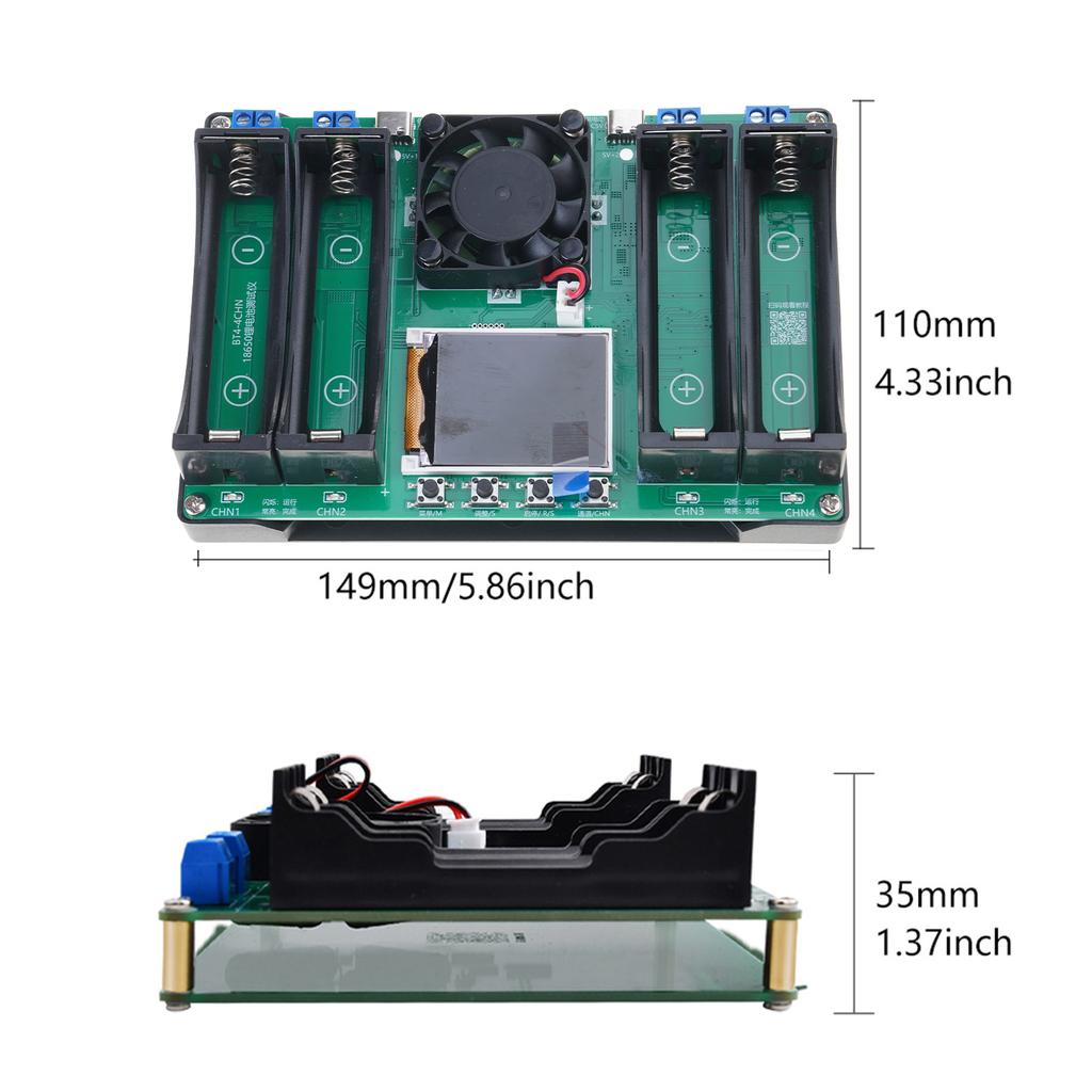 Портативный цифровой детектор мощности аккумулятора MAh MWh - модуль с 4-канальным тестером аккумуляторов 18650 Type-C с автоматической зарядкой, прочный