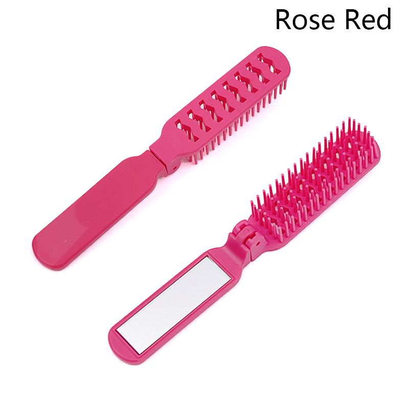 Полая расческа, складная маленькая расческа для волос 2 в 1, щетка для волос с зеркалом, портативная массажная антистатическая расческа, аксессуары для укладки волос