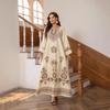ZD027 Cross-Border Muslim Dress: Round Neck, Printed, Beaded, Loose A-line Long Robe for Middle East, Europe, and America.
