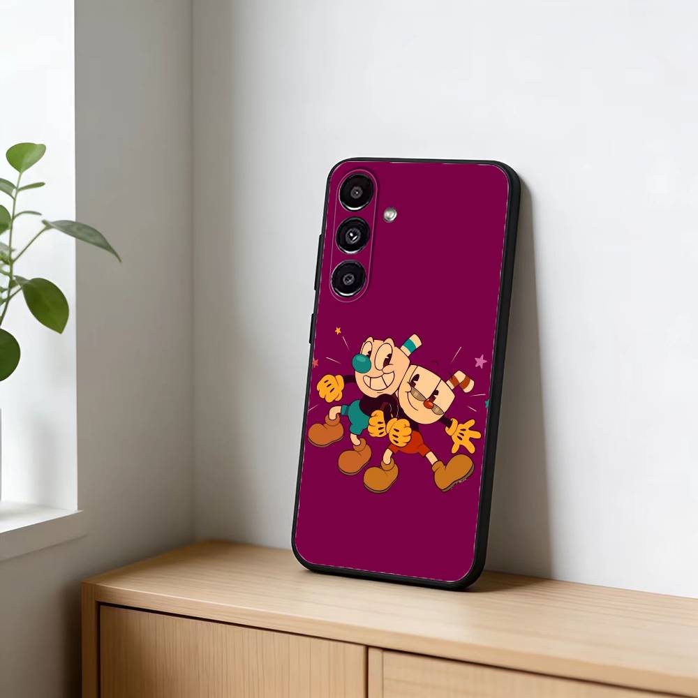 Cute CupHead And MugMan Phone Case For Samsung Galaxy A20,21s,22,31,32,52,53,72,73,80,91 Soft Black Shell